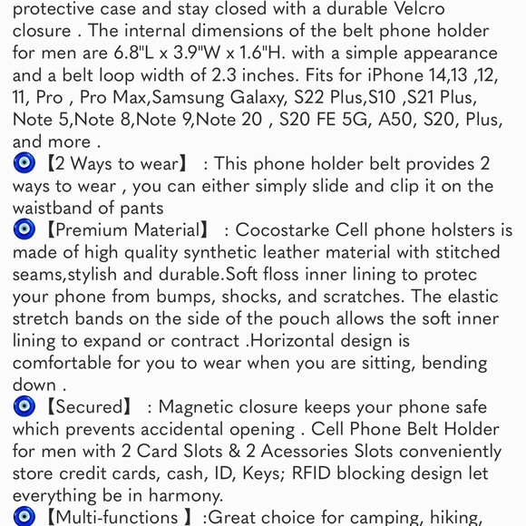 Leather Cell Phone Holster with Belt Loop Phone Belt Holder for Men Carrying - Picture 8 of 8